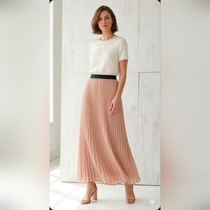 Elegant Pleated Tan/Peach Maxi Skirt size M - XL